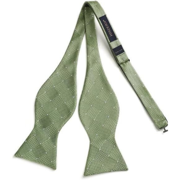 Check Plaid Self Tie Bow Tie and Pocket 02-green-1 - Picture 3 of 6